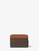 Porta carte di credito zip-around Jet Set piccolo con logo BRONZO/GHIANDA