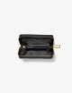 Porta carte di credito zip-around Jet Set piccolo in pelle martellata nero