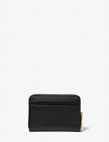 Jet Set Small Pebbled Leather Zip-Around Card Case black