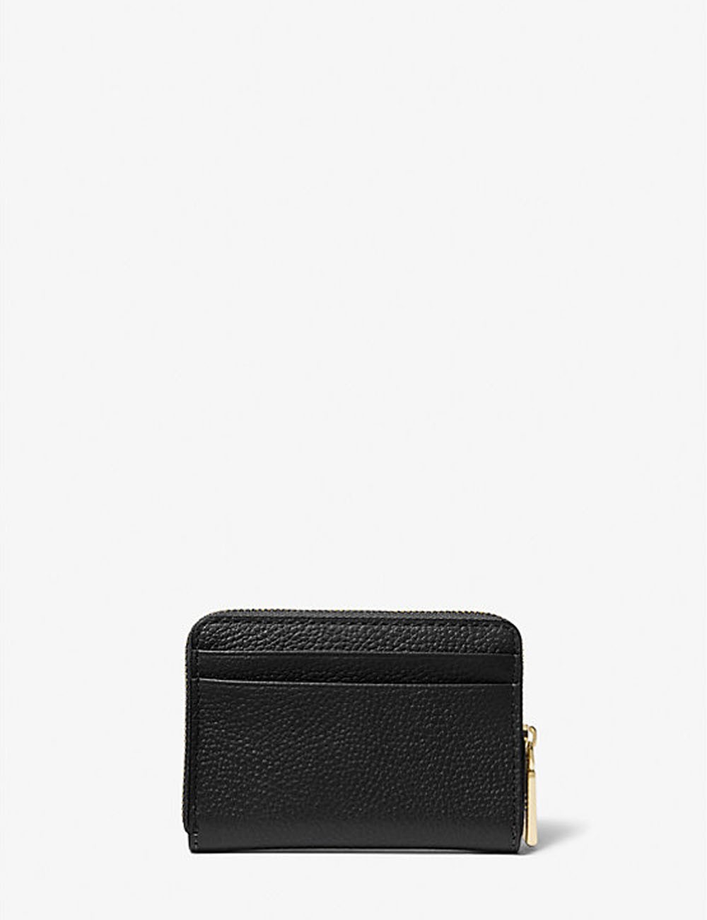 Porta carte di credito zip-around Jet Set piccolo in pelle martellata nero
