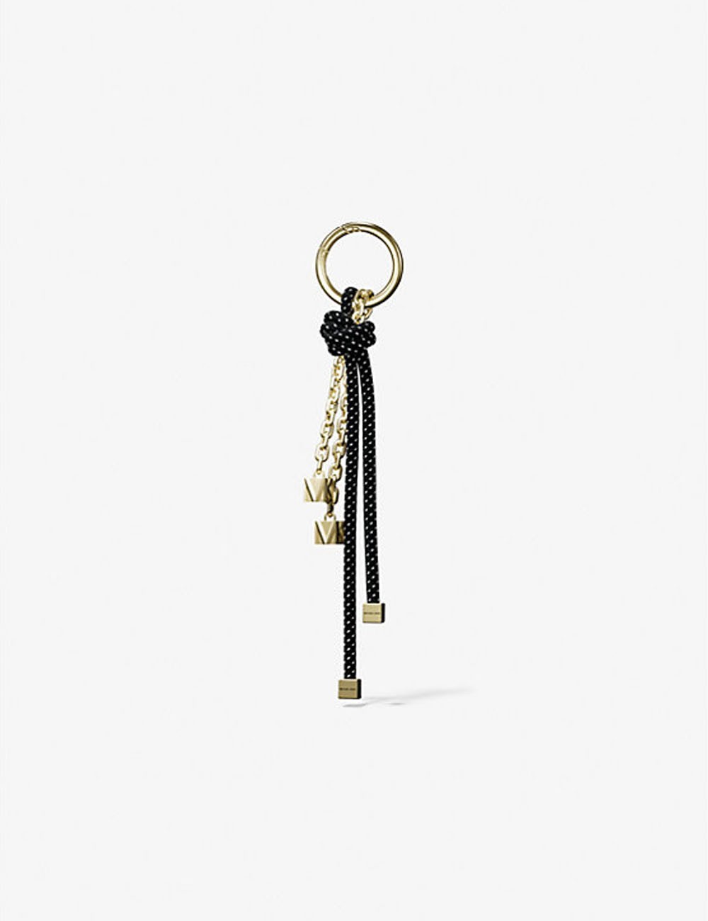 Gold-Tone and Speckled Cord Bag Charm black