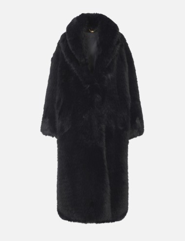 Cappotto con texture effetto pelo nero