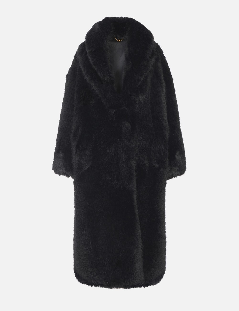 Cappotto con texture effetto pelo nero