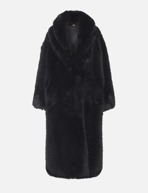 Cappotto con texture effetto pelo nero