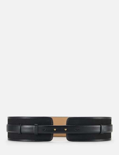 Belt with logo and snake pattern black