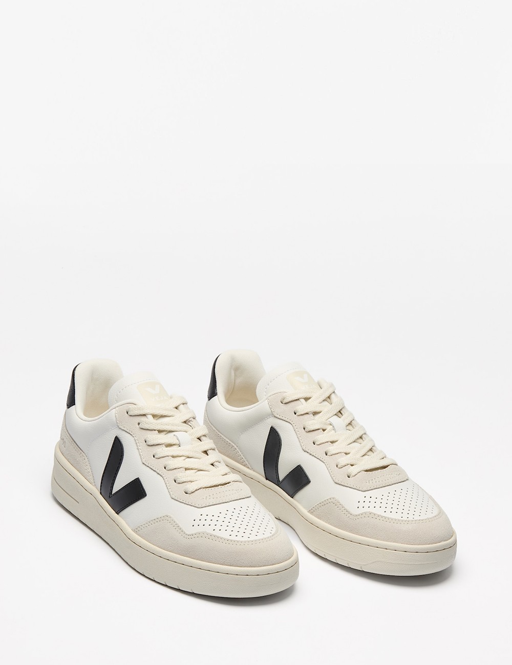 SNEAKERS V-90 LEATHER WHITE BLACK