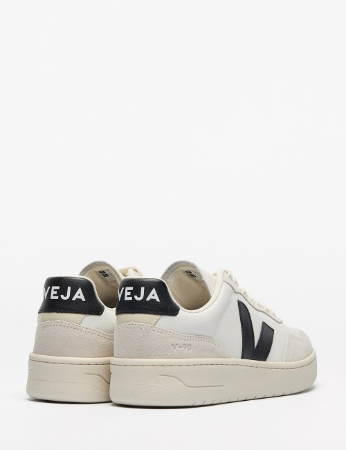 SNEAKERS V-90 LEATHER WHITE BLACK