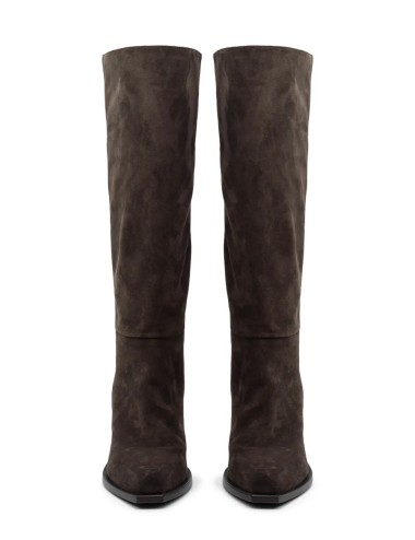 Jolene high-heeled cowboy boot in coffee suede