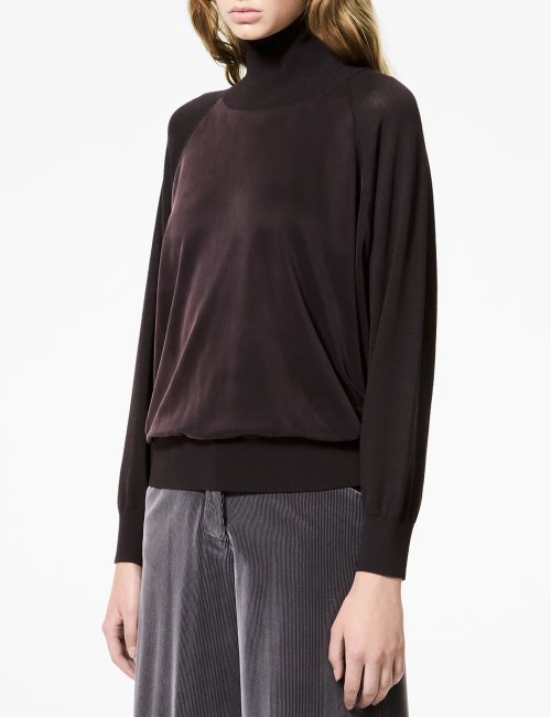 Cupro Turtleneck Wom Soft Knit bordeaux