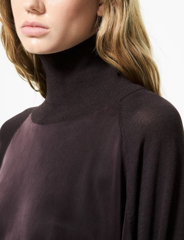 Cupro Turtleneck Wom Soft Knit bordeaux