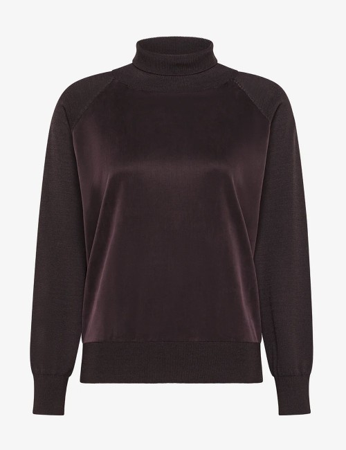 Cupro Turtleneck Wom Soft Knit bordeaux