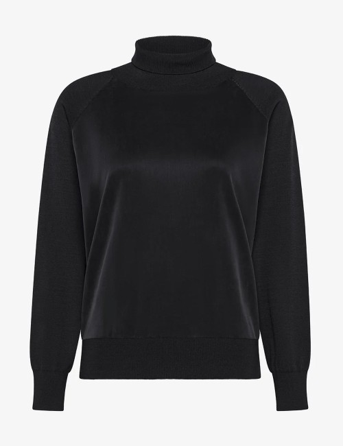 Cupro Turtleneck Wom Soft Knit black
