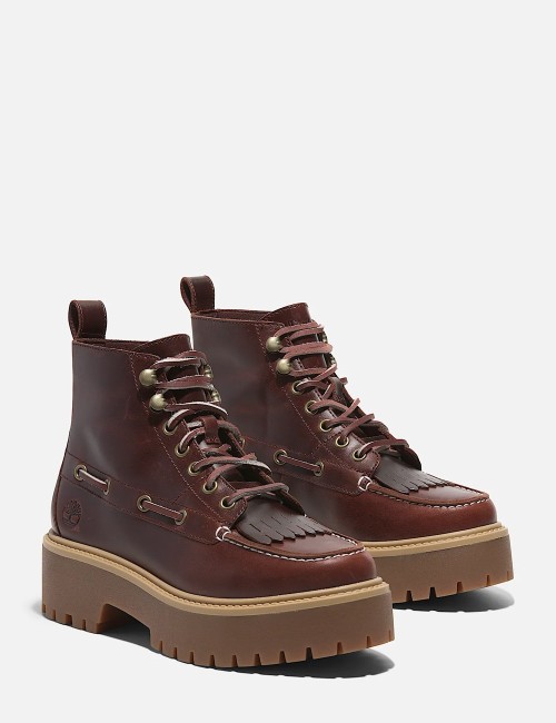 Stone Street Platform Kiltie Boot Dark Red