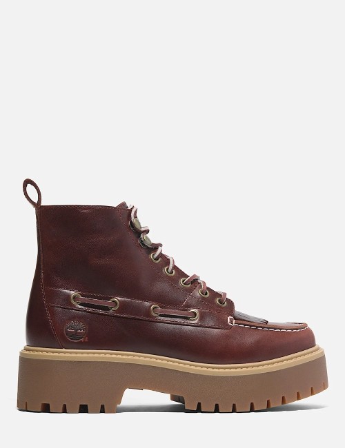 Stone Street Platform Kiltie Boot Dark Red