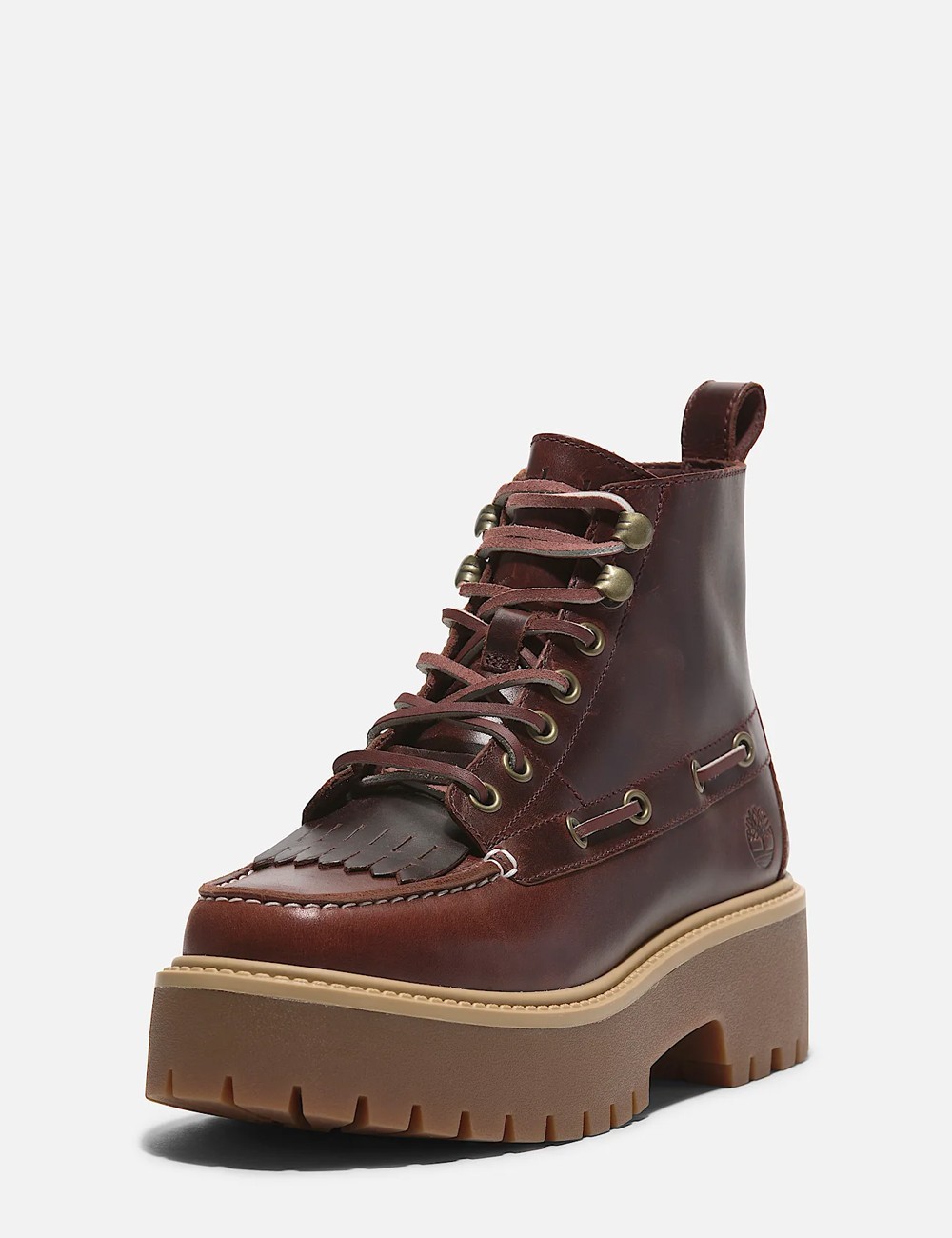 Stone Street Platform Kiltie Boot Dark Red