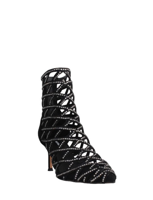 Tronchetto scamosciato intrecciato strass nero