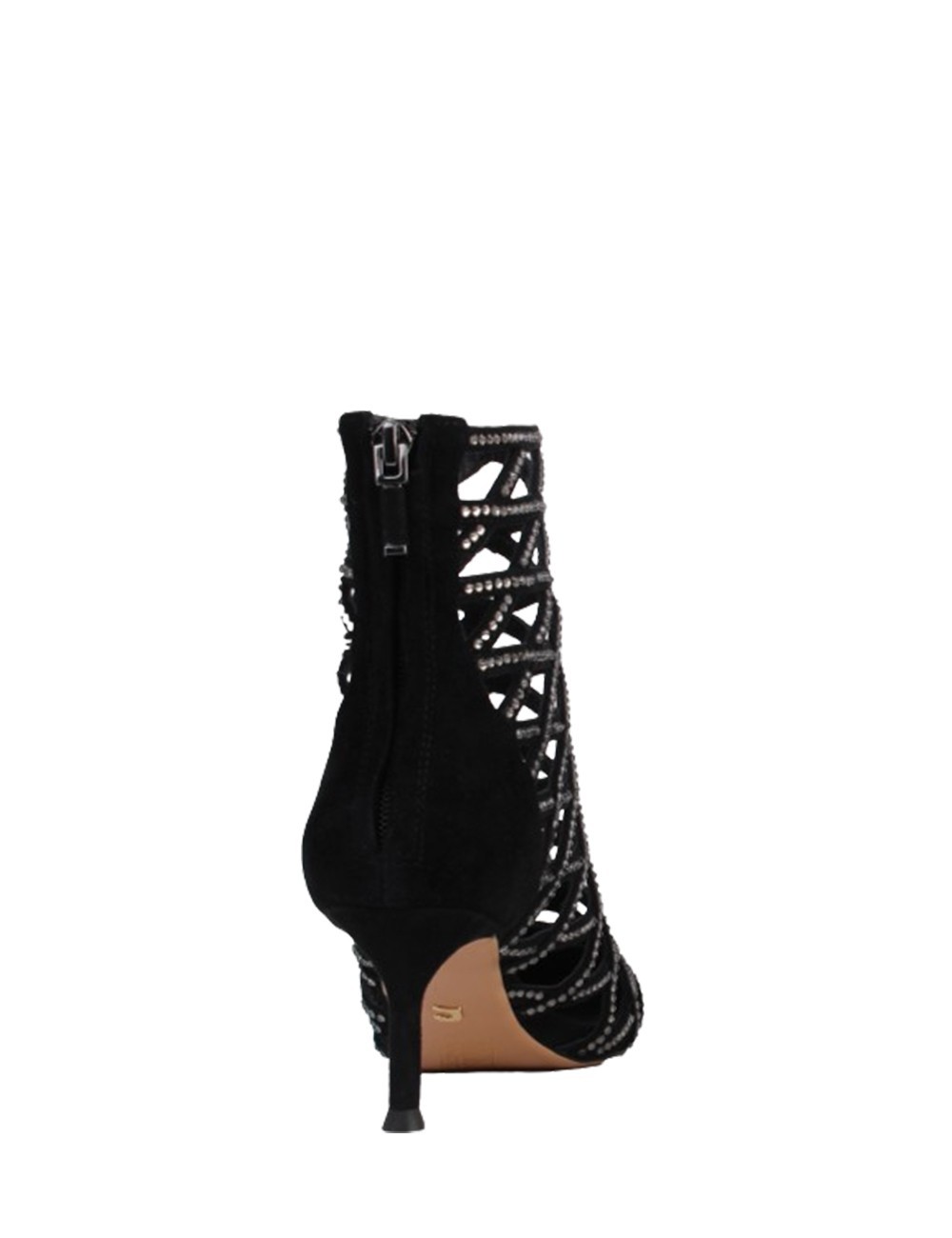 Tronchetto scamosciato intrecciato strass black