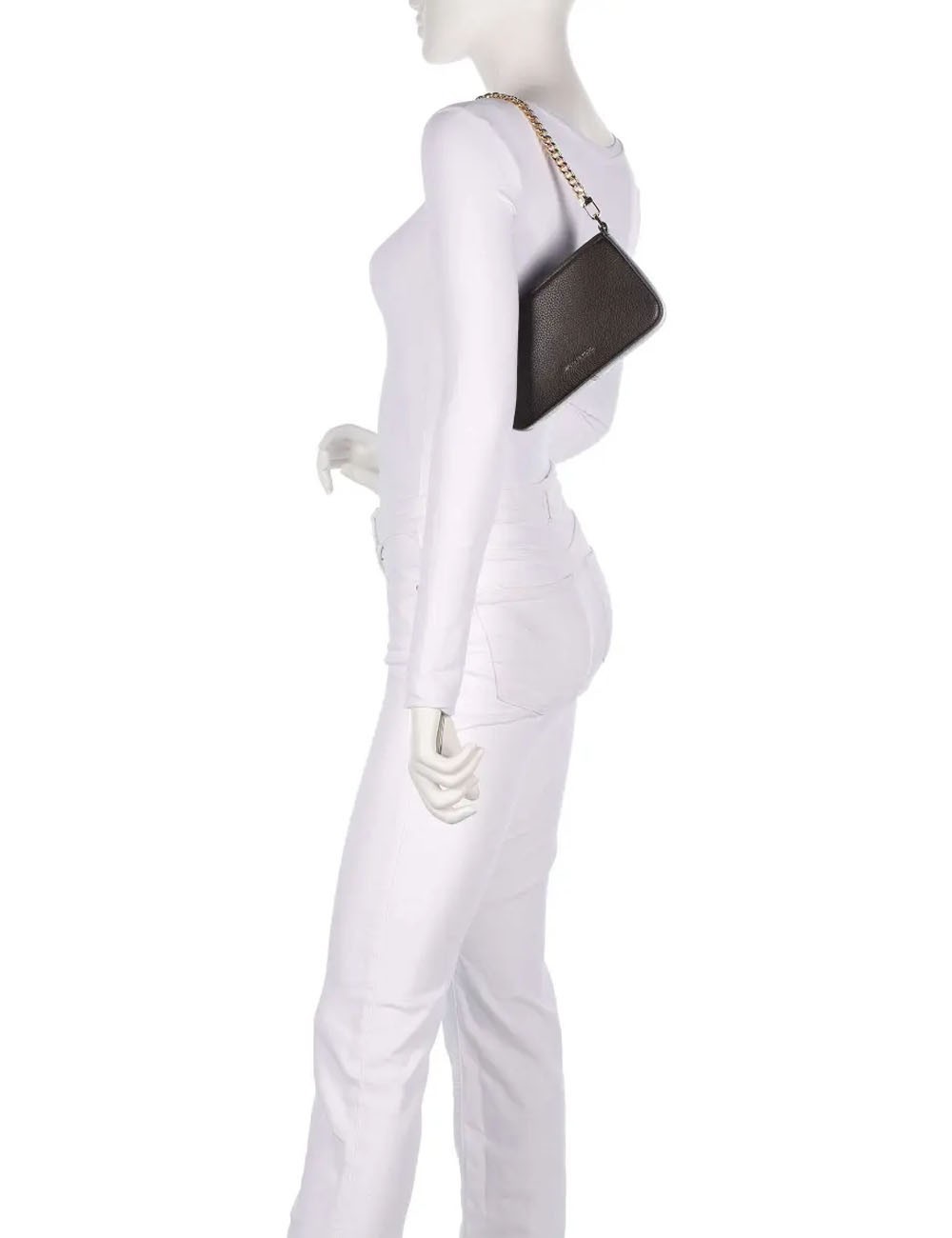 Pochette convertibile Bryant piccola in pelle martellata cioccolato