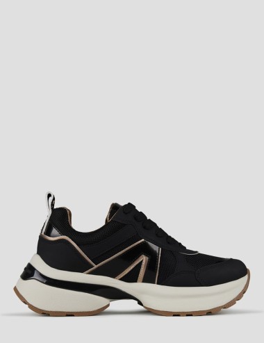 Sneakers Victoria Donna in pelle nera e dettagli specchio