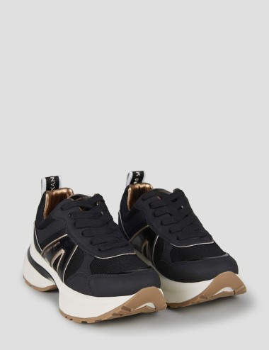 Sneakers Victoria Donna in pelle nera e dettagli specchio