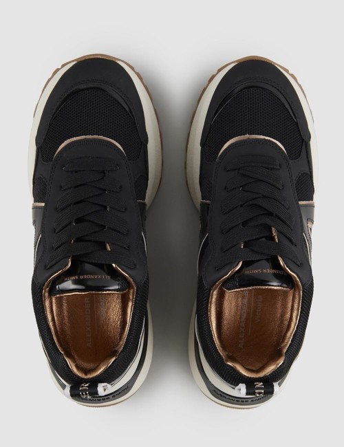 Sneakers Victoria Donna in pelle nera e dettagli specchio