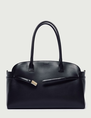 Borsa Aura Alba Large a spalla in pelle con tracolla nera