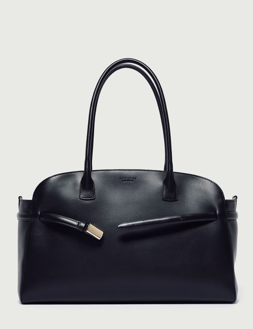 Borsa Aura Alba Large a spalla in pelle con tracolla nera