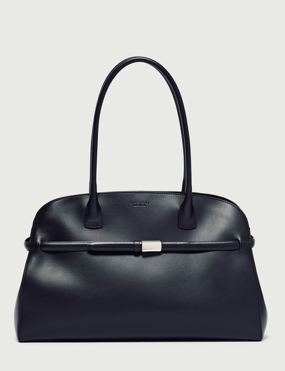 Borsa Aura Alba Large a spalla in pelle con tracolla nera