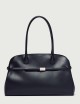 Aura Alba Large leather shoulder bag with strap black