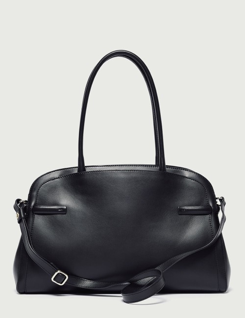 Borsa Aura Alba Large a spalla in pelle con tracolla nera