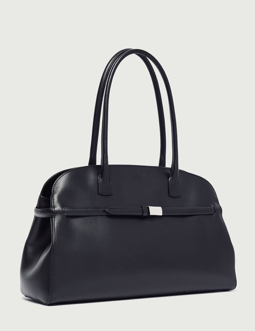 Borsa Aura Alba Large a spalla in pelle con tracolla nera