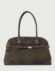 Borsa Aura Peach Large a spalla in suede con tracolla verde bosco