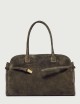 Borsa Aura Peach Large a spalla in suede con tracolla verde bosco
