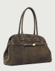 Aura Peach Large suede shoulder bag with strap green