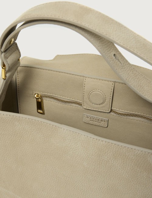 Borsa Sveva Nabucco Media a spalla in pelle nabuk con tracolla roccia