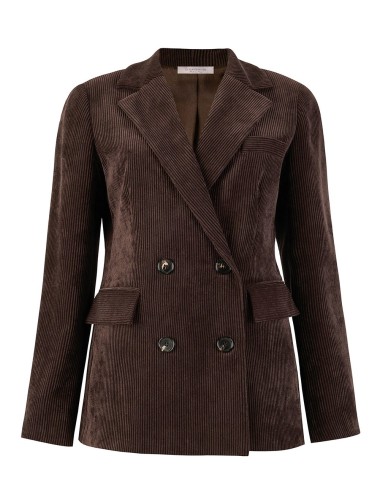Giacca doppiopetto in velluto a coste wenge