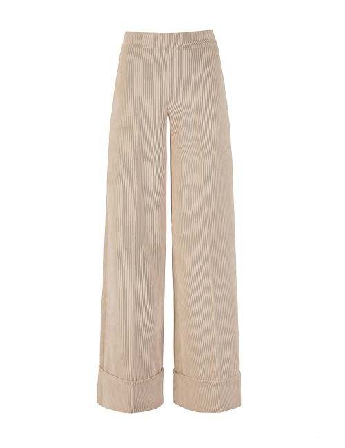 Pantalone in velluto a coste largo latte