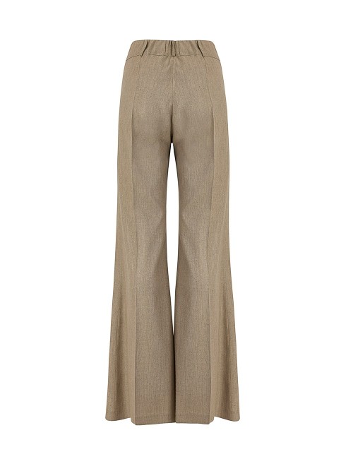Pantalone a zampa in flanella con cristalli mastice