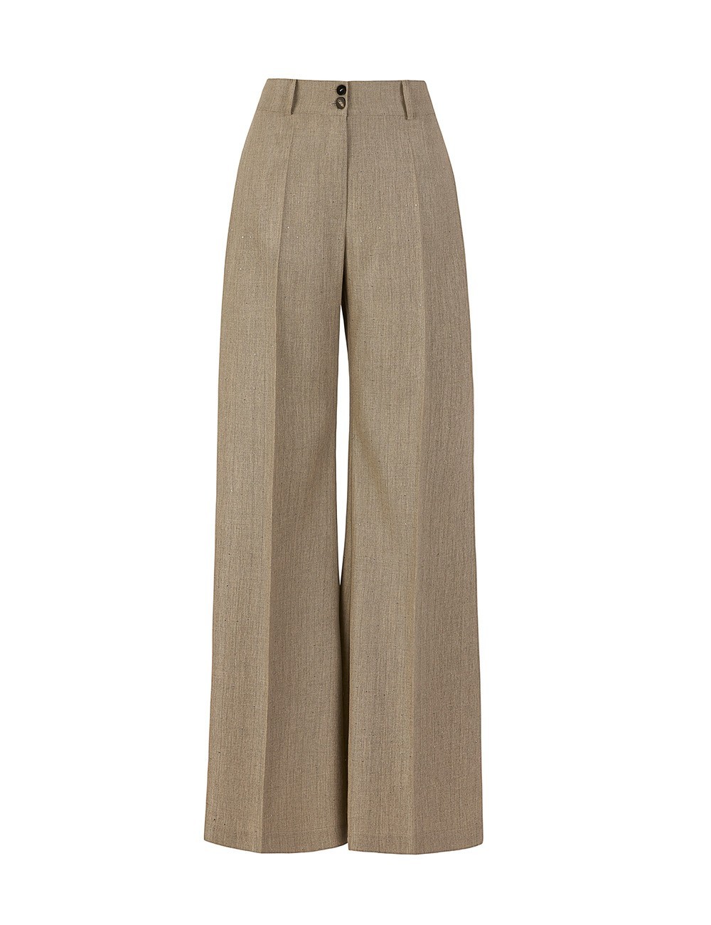 Pantalone a zampa in flanella con cristalli mastice