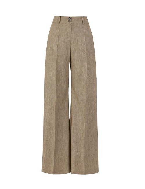 Pantalone a zampa in flanella con cristalli mastice