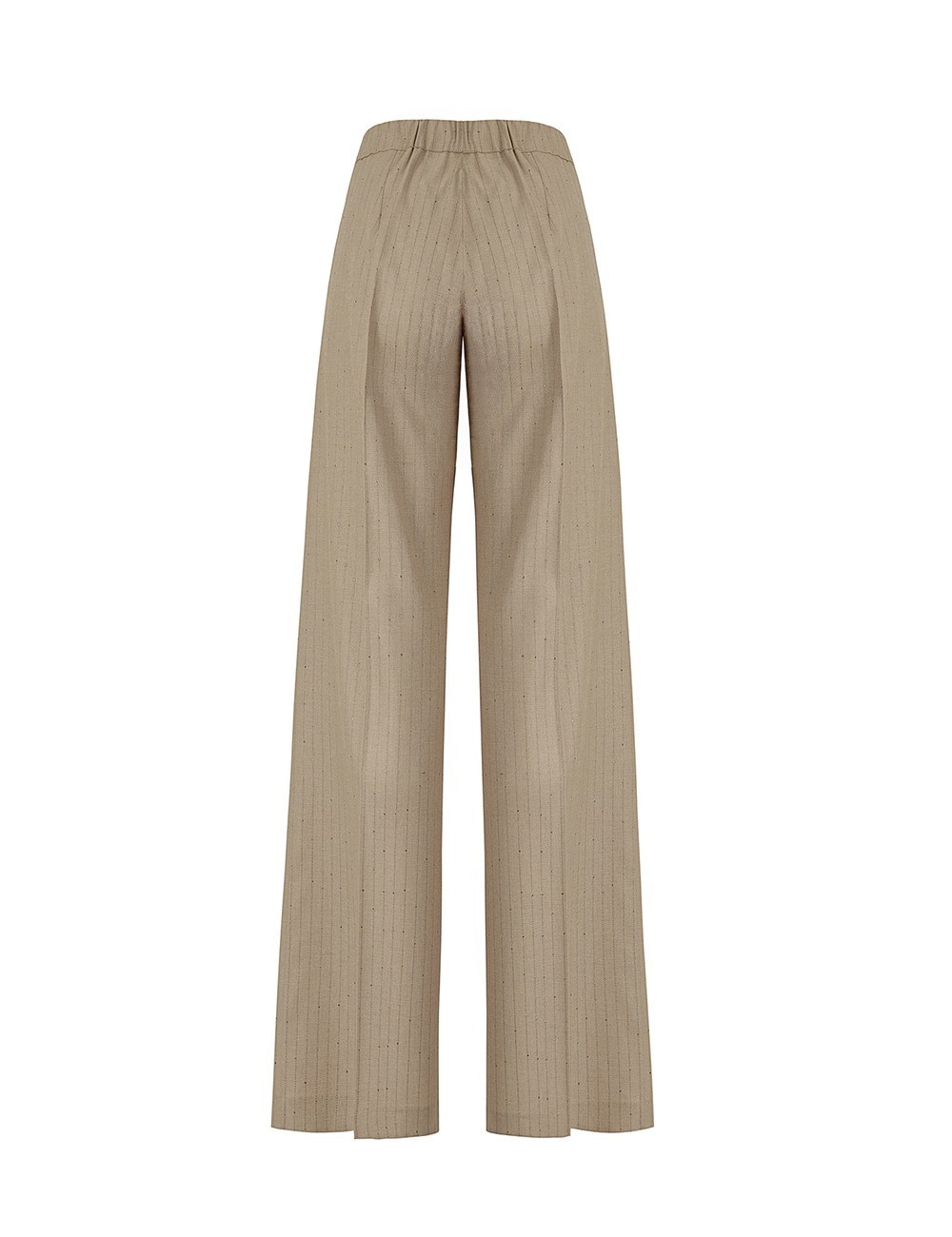 Pantalone largo in flanella con cristalli mastice