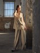 Pantalone largo in flanella dii lana merinos visone