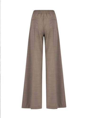 Pantalone largo in flanella dii lana merinos visone
