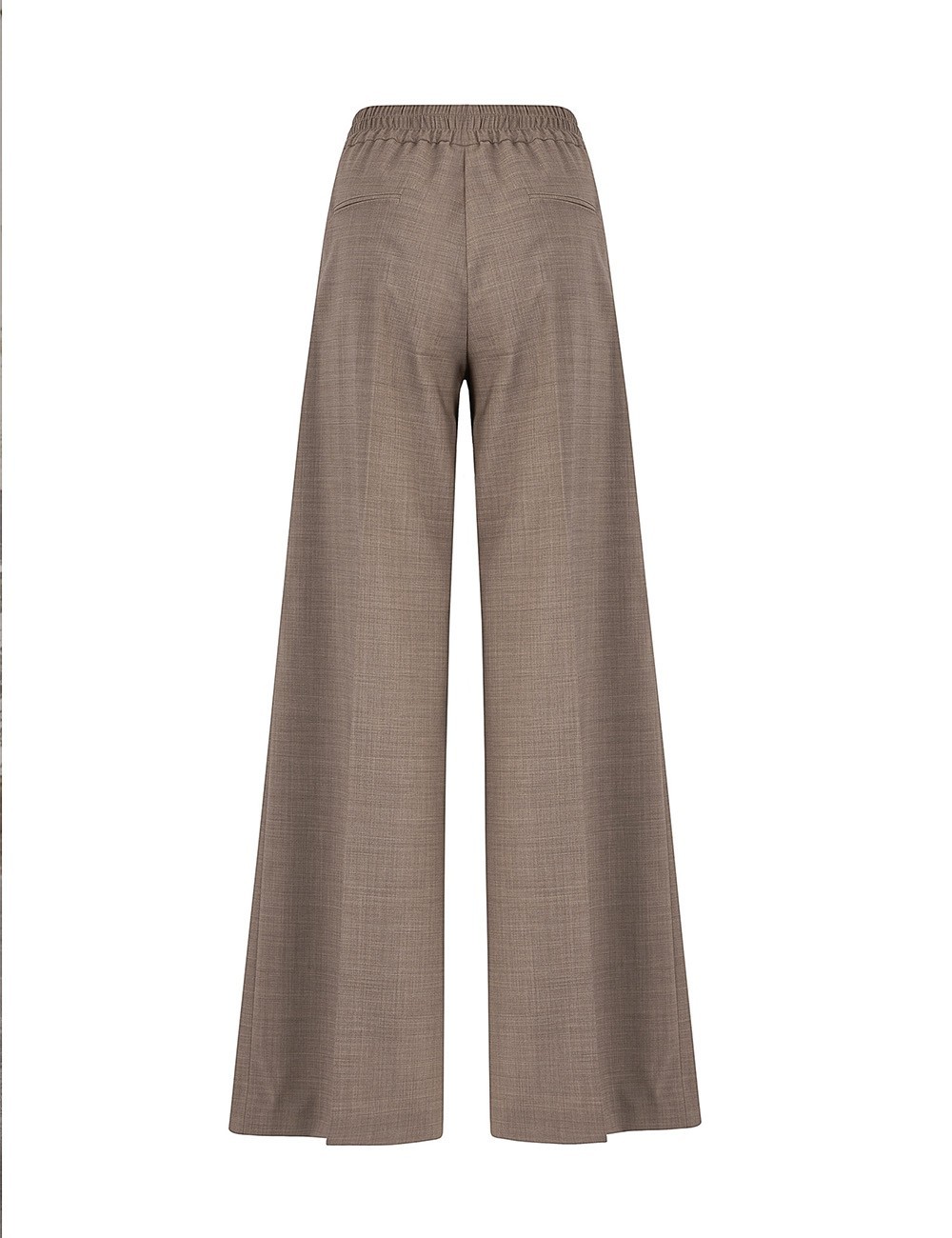 Pantalone largo in flanella dii lana merinos visone