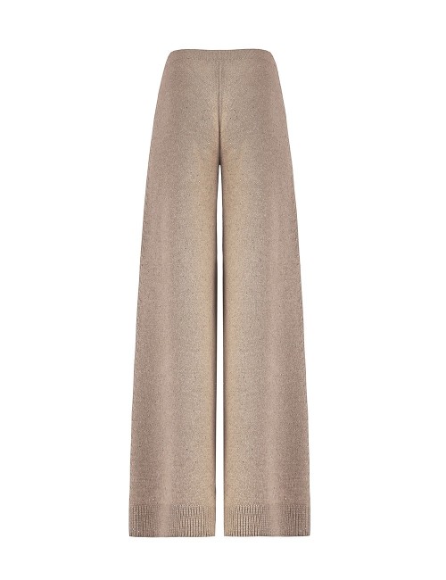 Pantalone in cashmere con cristalli noce