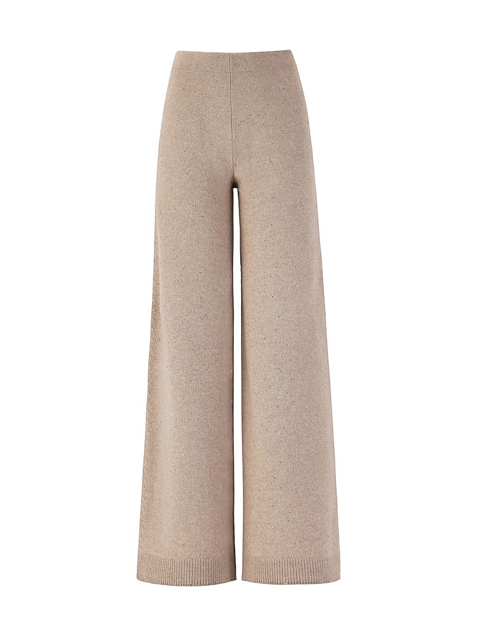 Pantalone in cashmere con cristalli noce