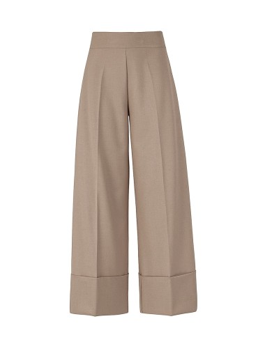 Pantalone corto largo in flanella tecnica noce