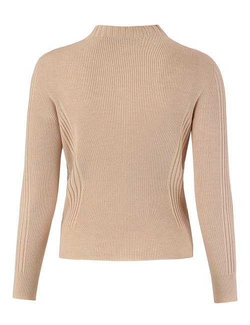 Maglia girocollo slim rombi con paillettes mastice