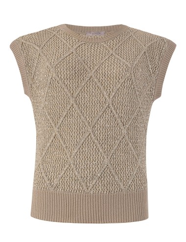 Gilet rombi con paillettes mastice
