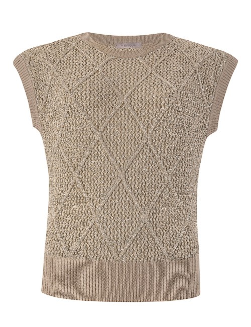 Gilet rombi con paillettes mastice